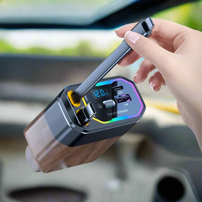 Car Charger Retractable USB-C & Multi-Connector 120W