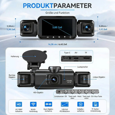 Car Dash Camera 4-Channel 1920P Night Vision
