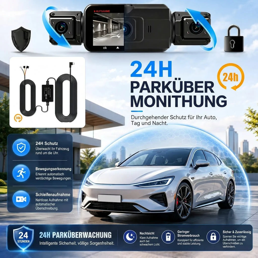 Car Dash Camera 4-Channel 1920P Night Vision