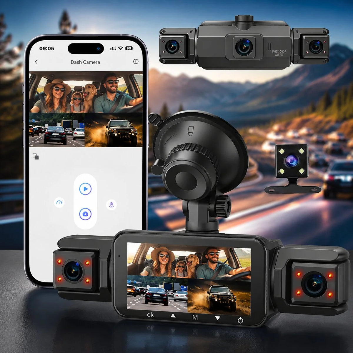 Car Dash Camera 4-Channel 360° View & Night Vision