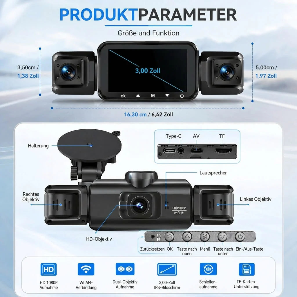 Car Dash Camera 4-Channel 360° View & Night Vision