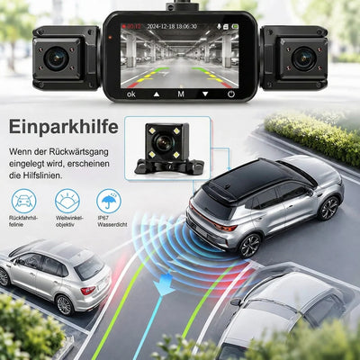 Car Dash Camera 4-Channel 360° View & Night Vision
