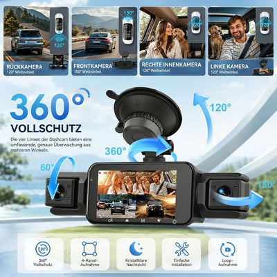 Car Dash Camera 4-Channel 360° View & Night Vision