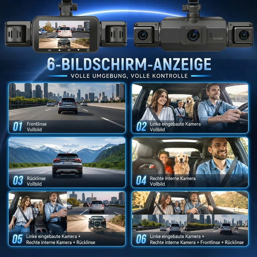 Car Dash Camera 4-Channel 360° View & Night Vision