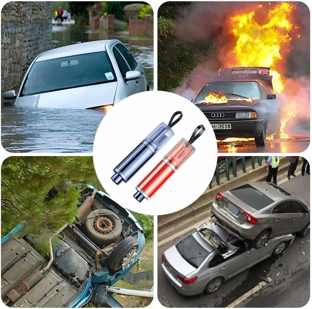 Car Emergency Tool Spring-Loaded Window Breaker & Hidden Seatbelt Cutter