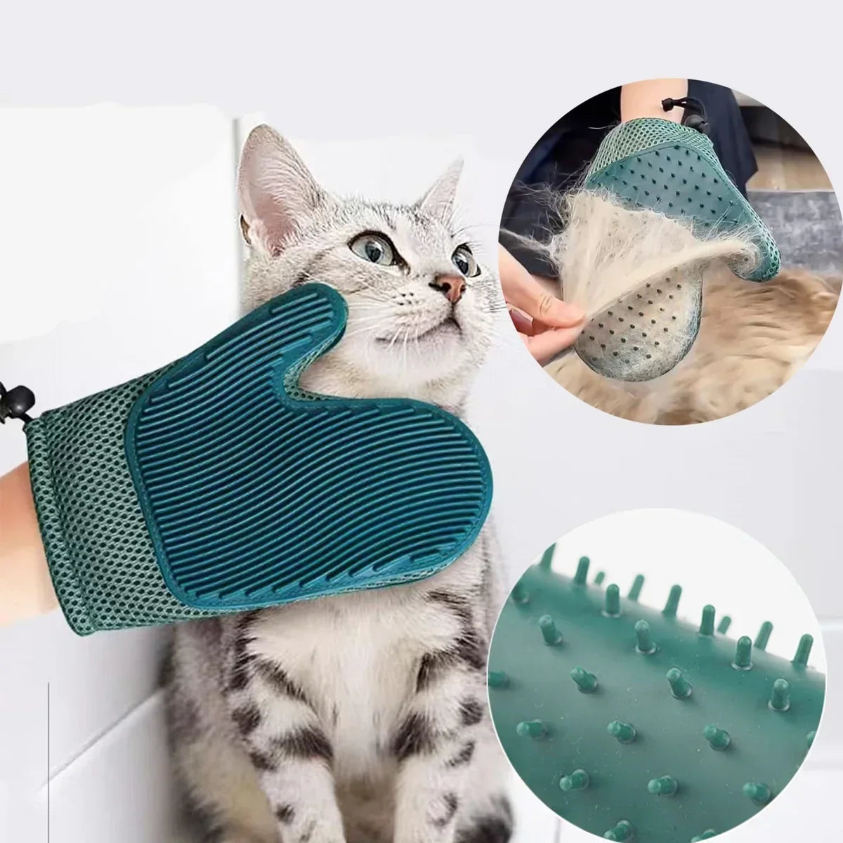Cat Grooming Glove Silicone Nubs & Breathable Mesh