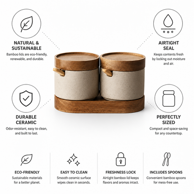 Ceramic Storage Jars Airtight Bamboo Lids