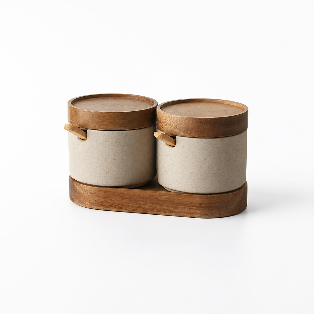 Ceramic Storage Jars Airtight Bamboo Lids