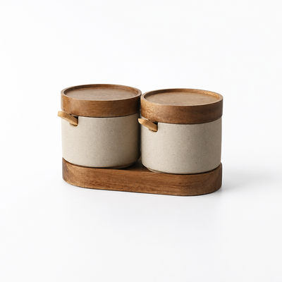 Ceramic Storage Jars Airtight Bamboo Lids