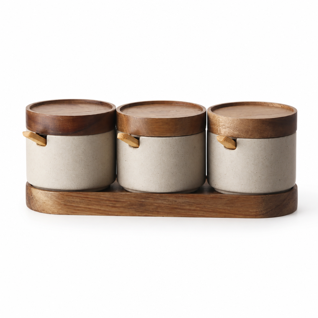 Ceramic Storage Jars Airtight Bamboo Lids
