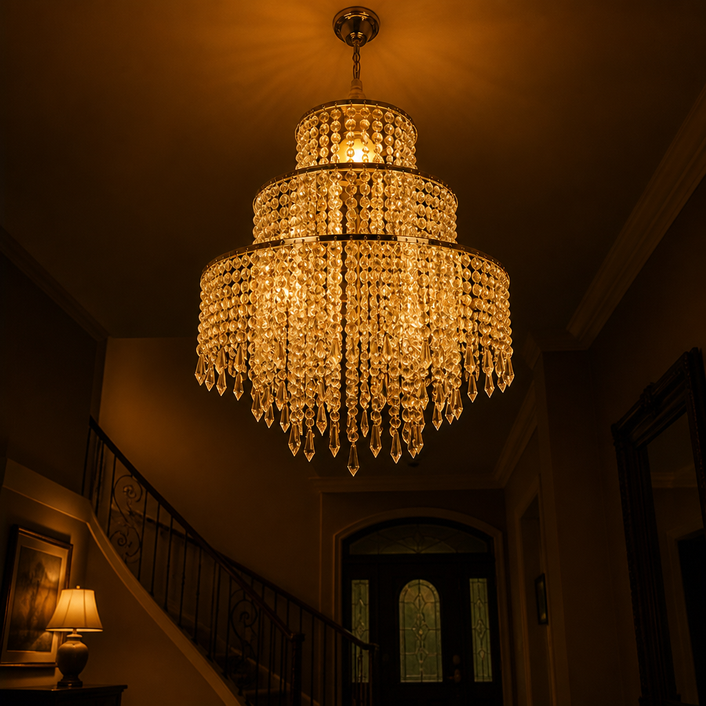 Chrome 3-Tier Beaded Pendant Light
