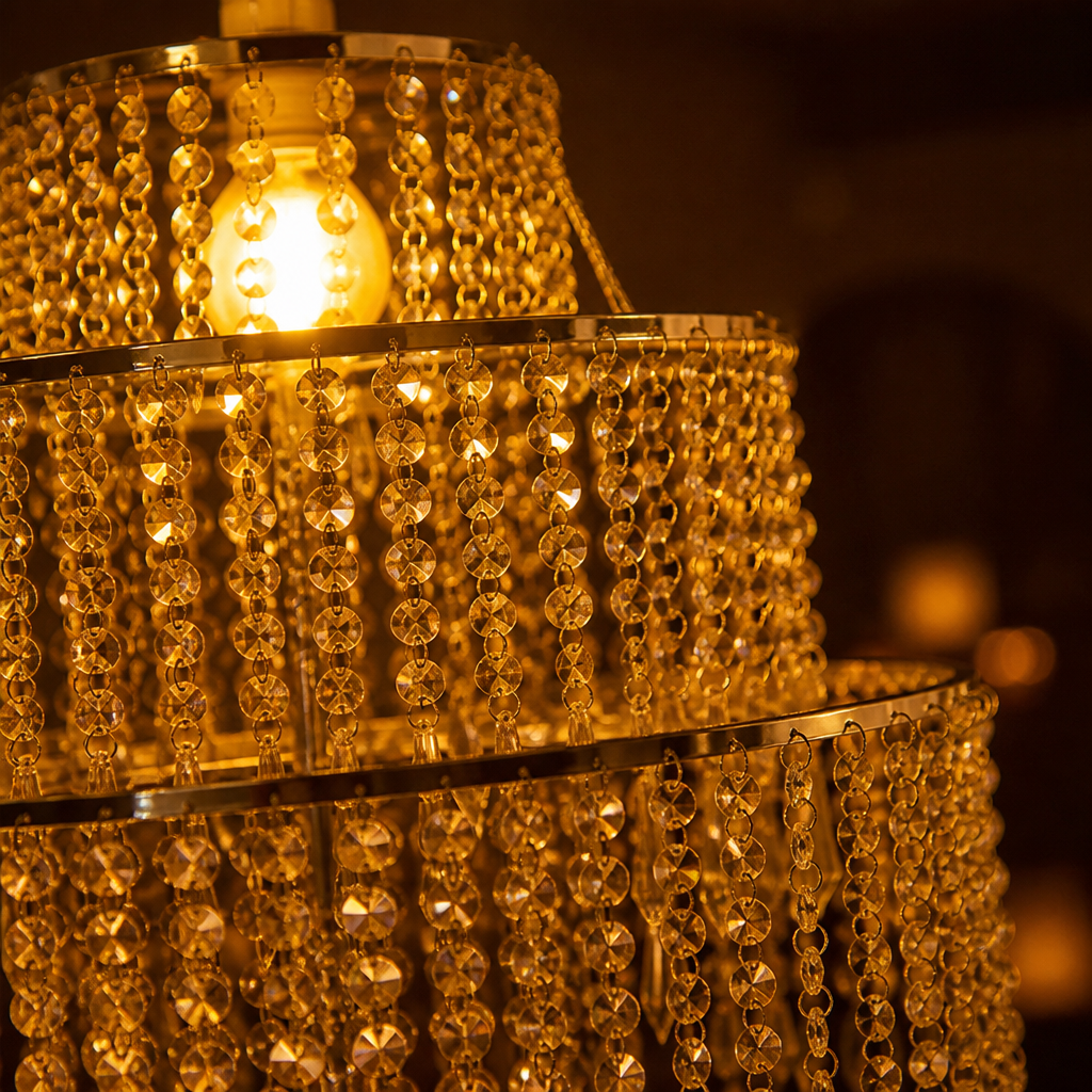 Chrome 3-Tier Beaded Pendant Light