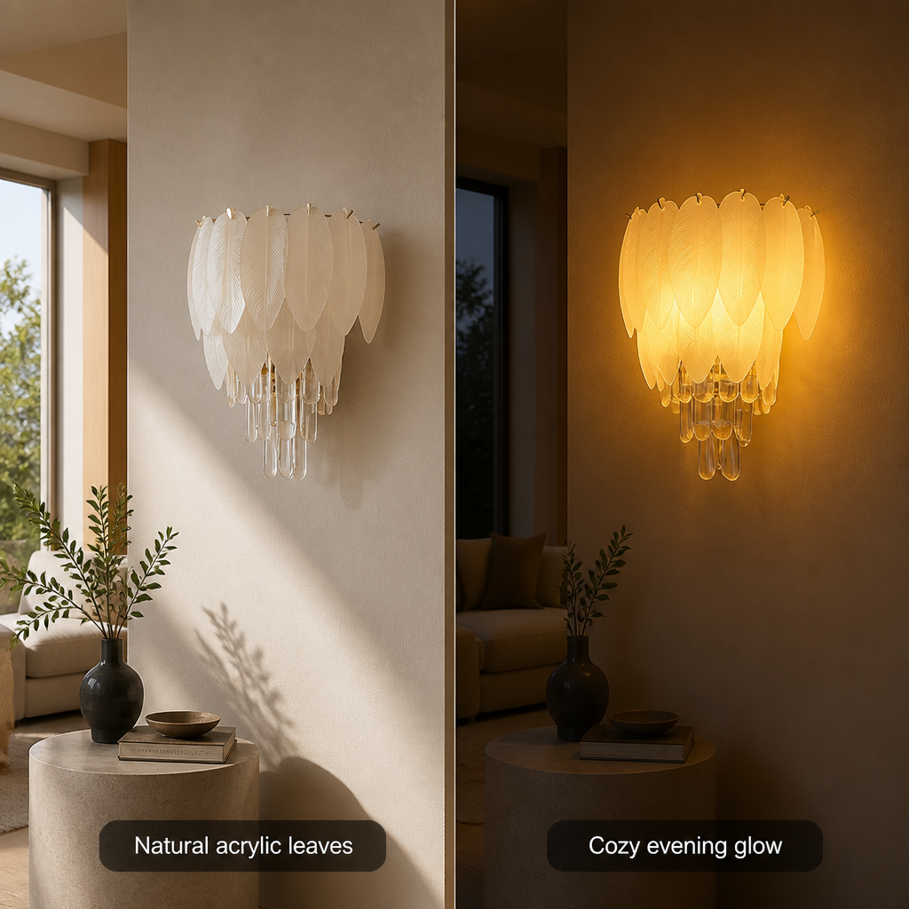 Chrome Acrylic LED Leaf Wall Sconce