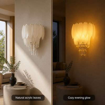 Chrome Acrylic LED Leaf Wall Sconce