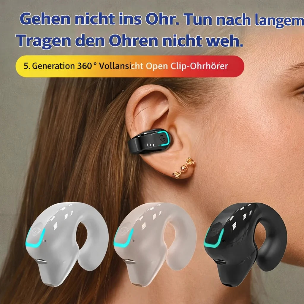 Clip-On Earphone Open-Ear Splash-Proof Bluetooth 5.3