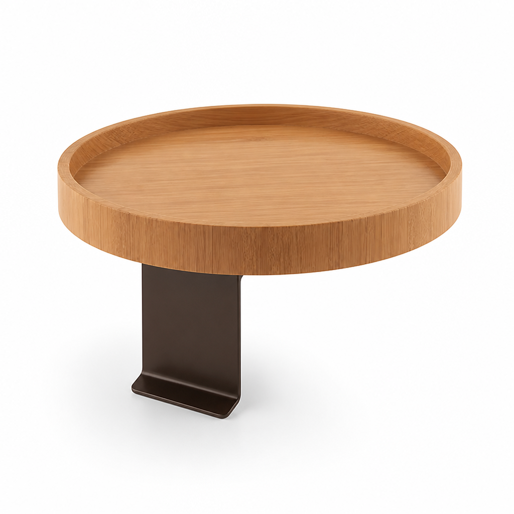 Clip-On Sofa Table Round Wood Top Tool-Free Clamp