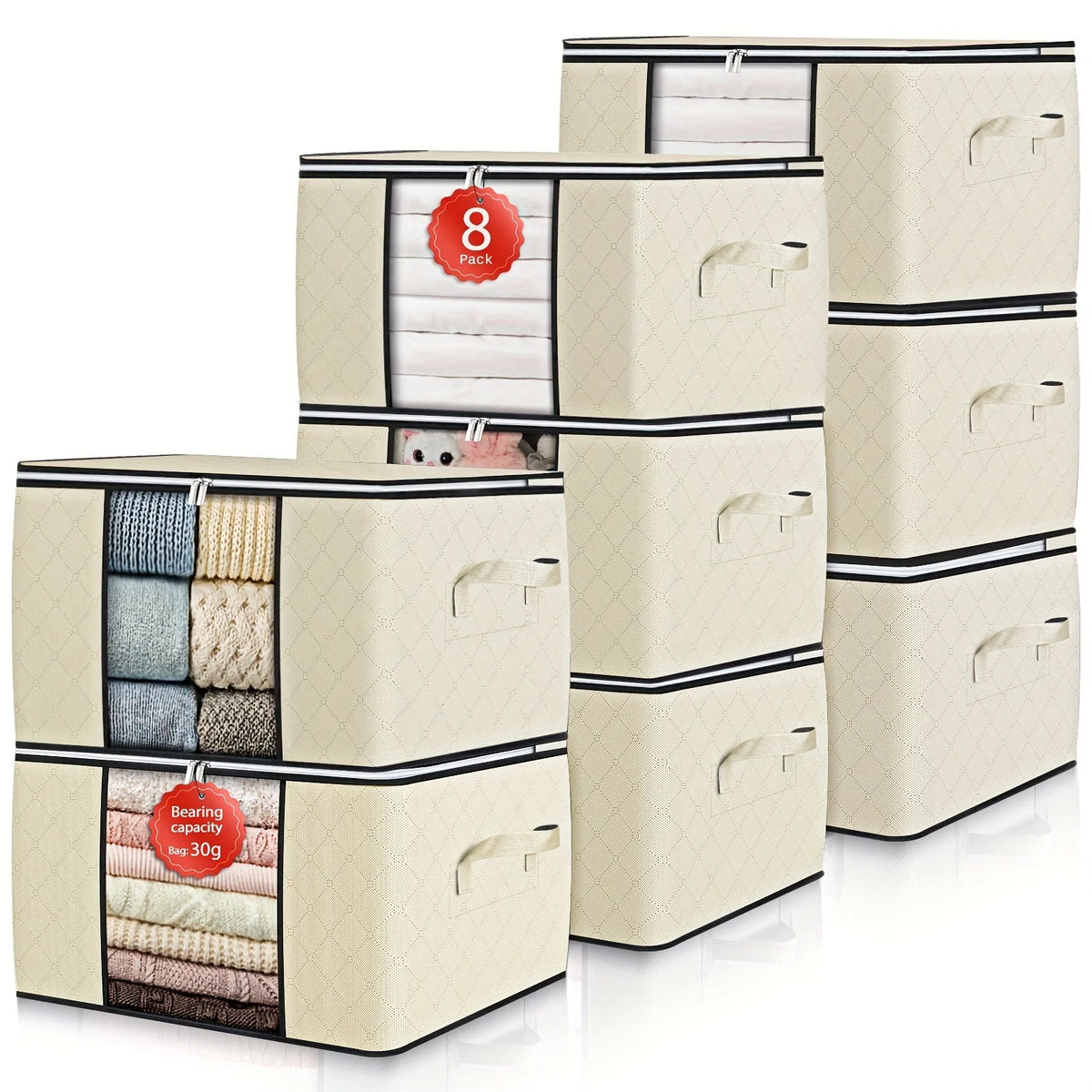 Clothing Storage Bag Set 90L Polyester Transparent Window