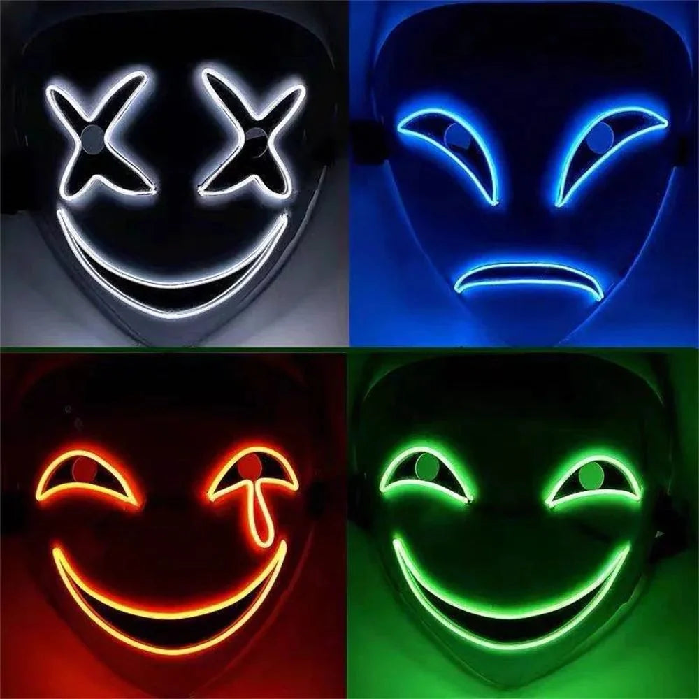 Clown Mask LED Outline Battery Operated Adjustable Fit