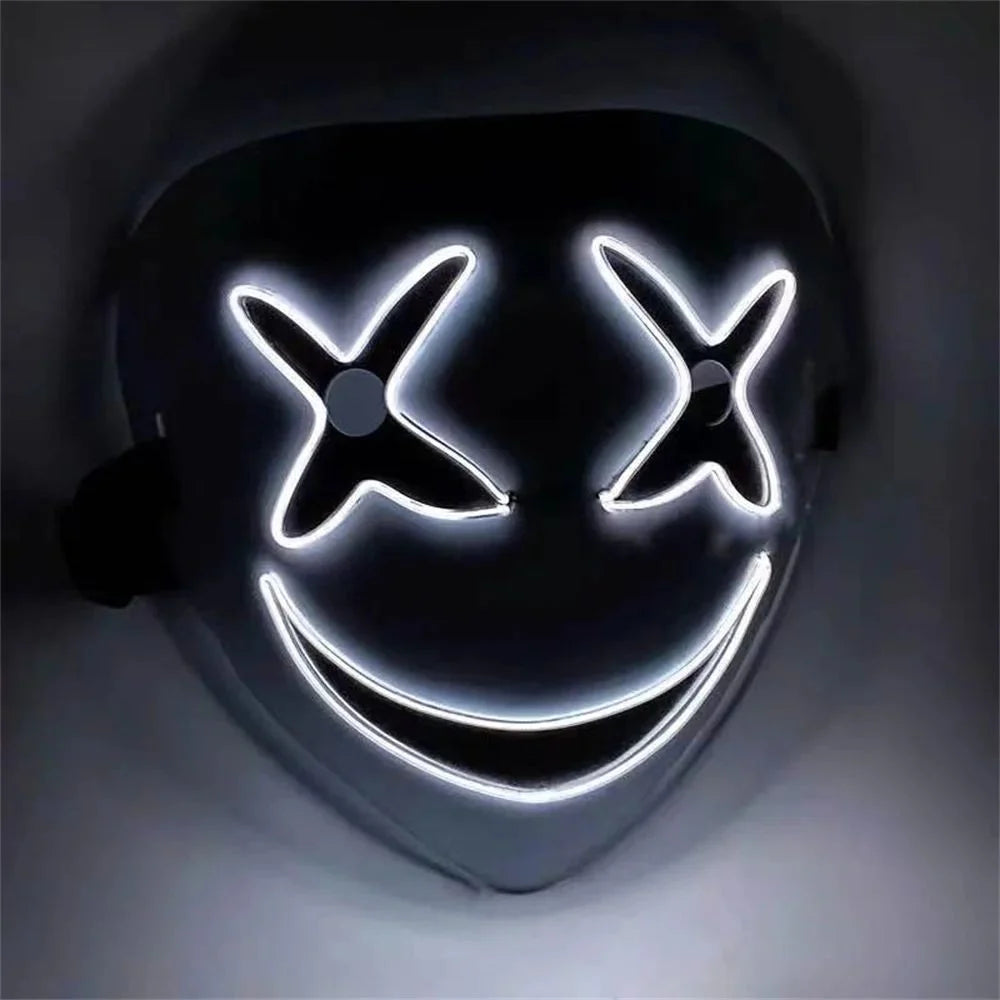Clown Mask LED Outline Battery Operated Adjustable Fit
