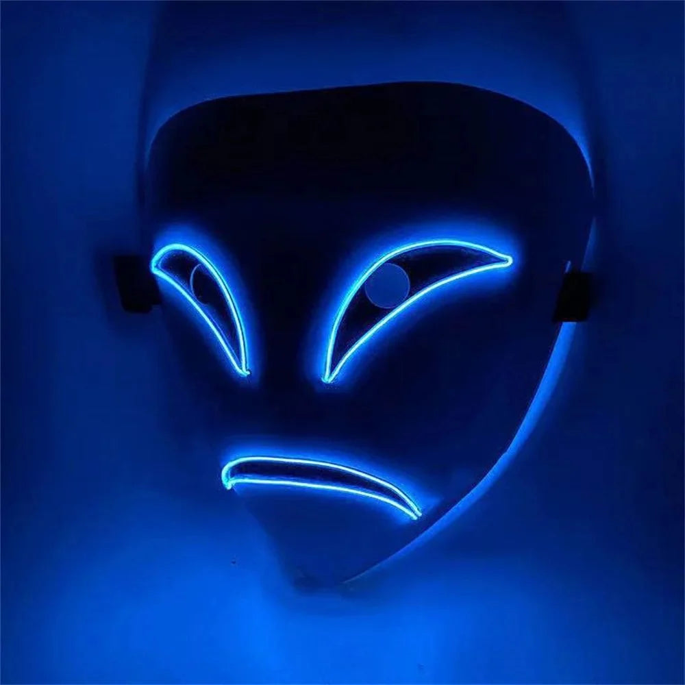 Clown Mask LED Outline Battery Operated Adjustable Fit