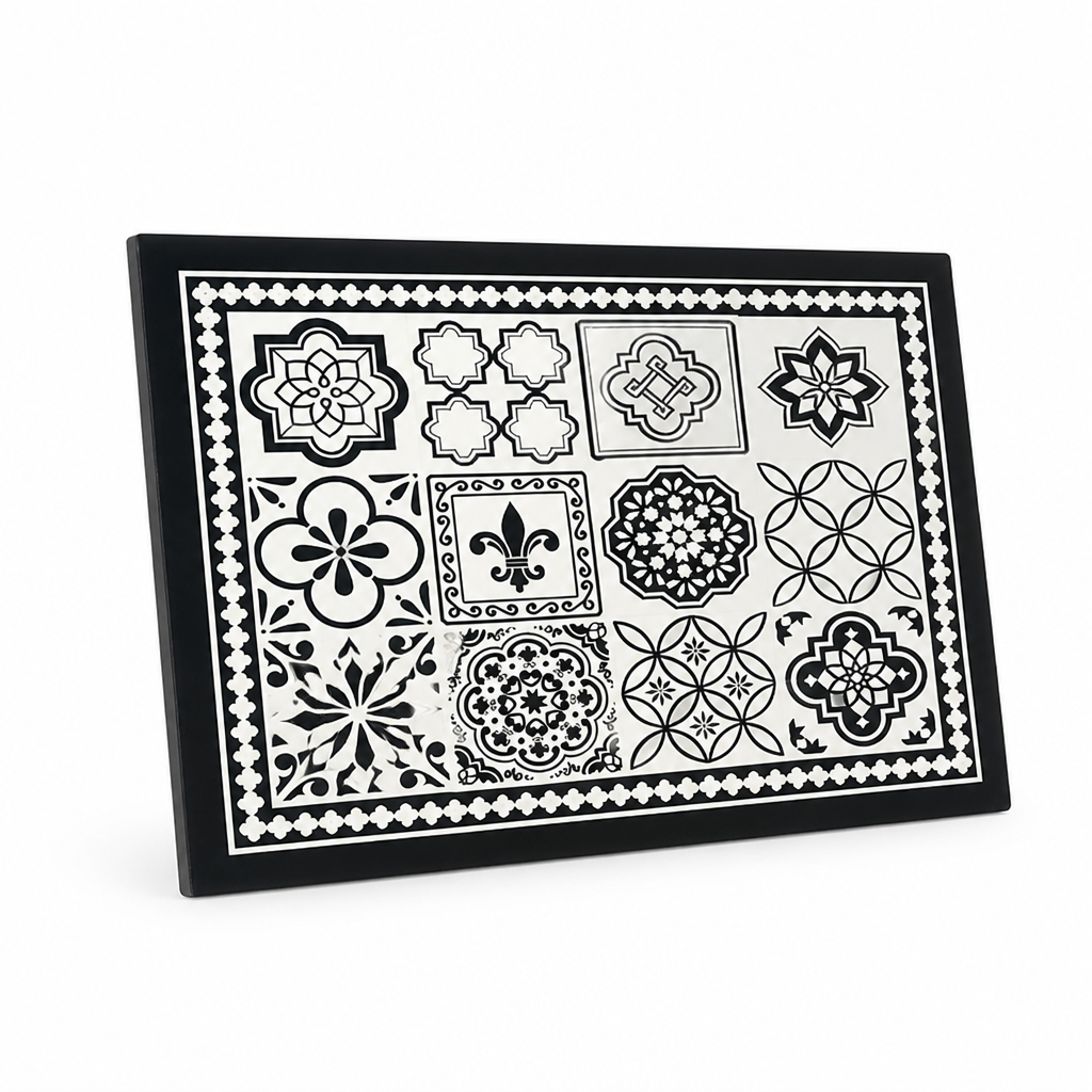 Coffee Mat Retro Tile Absorbent Non-Slip Rubber Backing