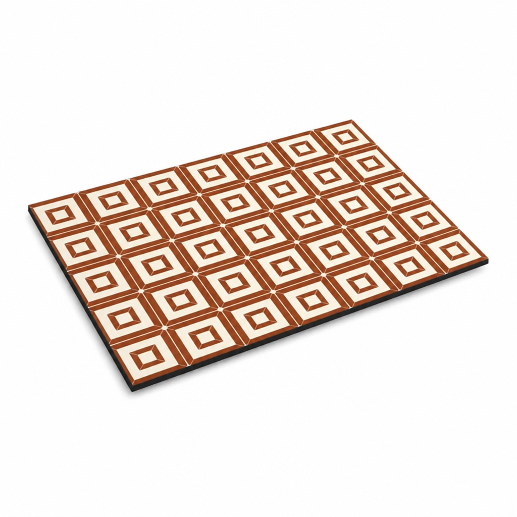 Coffee Mat Retro Tile Absorbent Non-Slip Rubber Backing