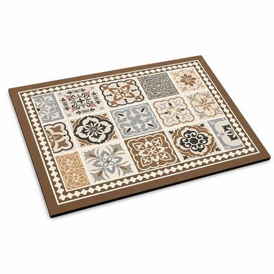 Coffee Mat Retro Tile Absorbent Non-Slip Rubber Backing