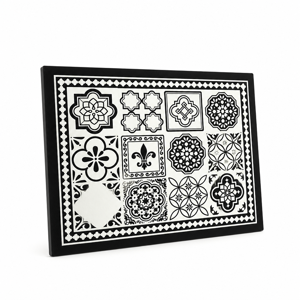 Coffee Mat Retro Tile Absorbent Non-Slip Rubber Backing