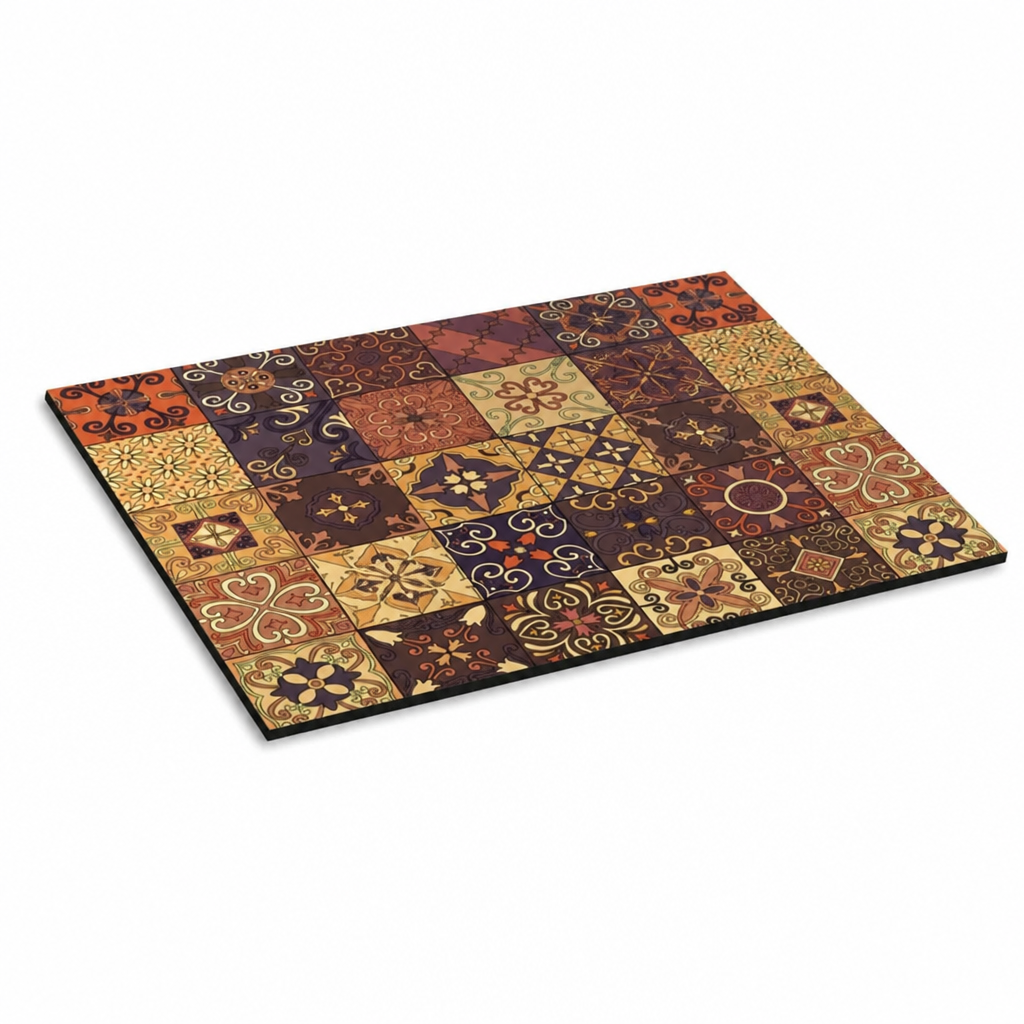 Coffee Mat Retro Tile Absorbent Non-Slip Rubber Backing