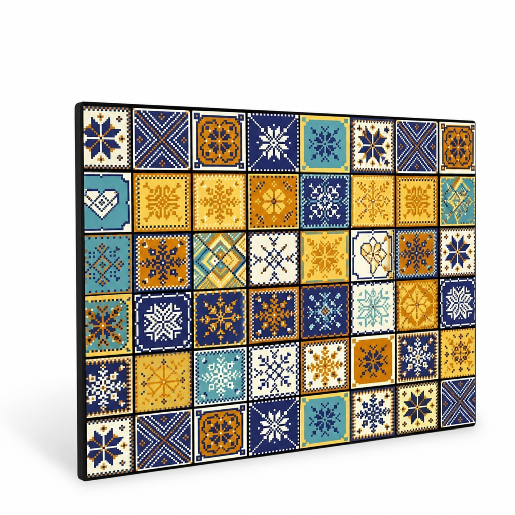 Coffee Mat Retro Tile Absorbent Non-Slip Rubber Backing