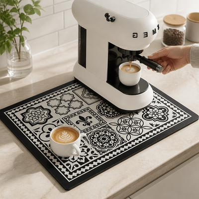 Coffee Mat Super Absorbent Non-Slip Retro Tile