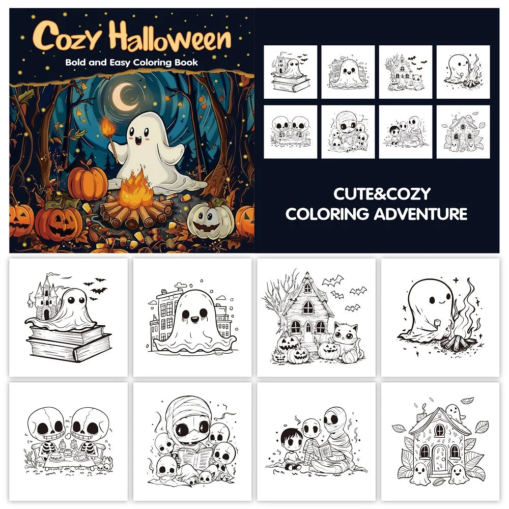 Coloring Book Halloween Bold Outlines Single-Sided Thick Paper