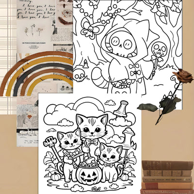 Coloring Book Halloween Single Sided Thick Paper