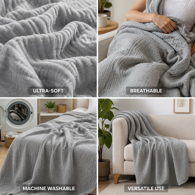 Cotton Blanket Four-Layer Gauze Ultra-Soft Lightweight & Breathable