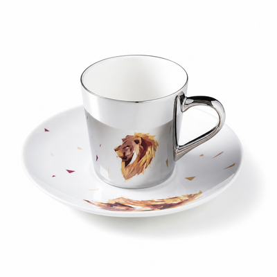 Cup & Saucer Set Anamorphic Mirror-Glaze High-Fired Porcelain
