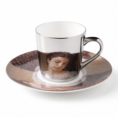 Cup & Saucer Set Anamorphic Mirror-Glaze High-Fired Porcelain
