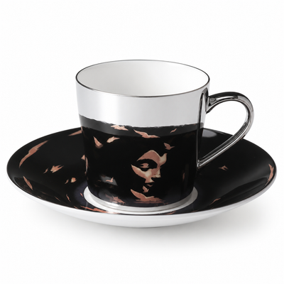 Cup & Saucer Set Anamorphic Mirror-Glaze High-Fired Porcelain