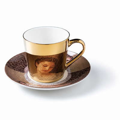 Cup & Saucer Set Anamorphic Mirror-Glaze High-Fired Porcelain