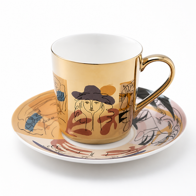 Cup & Saucer Set Anamorphic Mirror Glaze Porcelain 250ml
