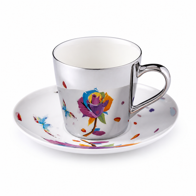 Cup & Saucer Set Anamorphic Mirror Glaze Porcelain 250ml