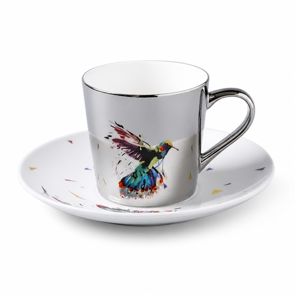 Cup & Saucer Set Anamorphic Mirror Glaze Porcelain 250ml