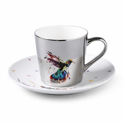 Cup & Saucer Set Anamorphic Mirror Glaze Porcelain 250ml