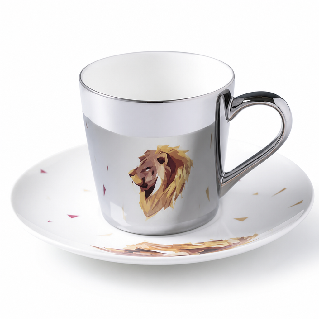 Cup & Saucer Set Anamorphic Mirror Glaze Porcelain 250ml