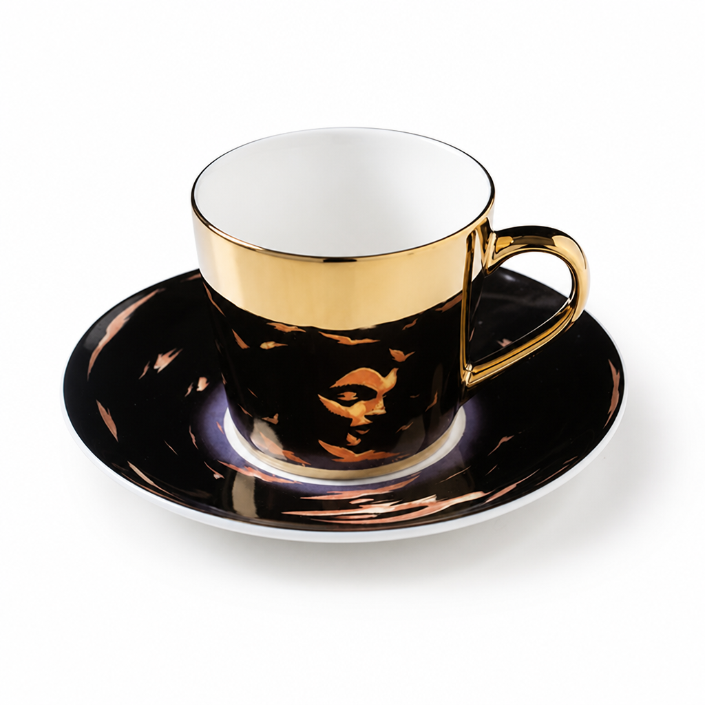 Cup & Saucer Set Anamorphic Mirror Glaze Porcelain 250ml