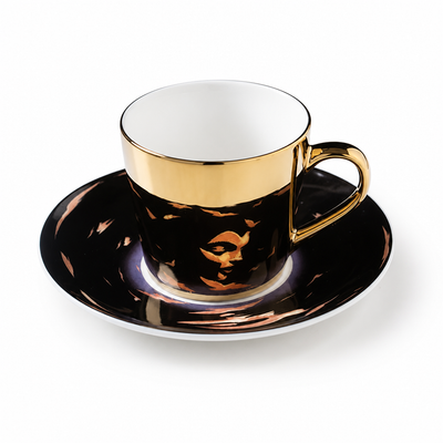 Cup & Saucer Set Anamorphic Mirror Glaze Porcelain 250ml
