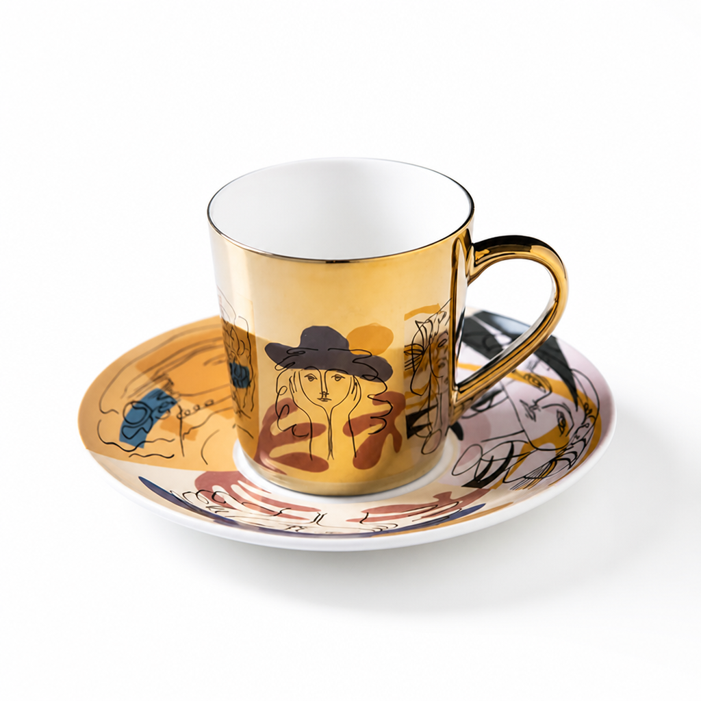 Cup & Saucer Set Anamorphic Mirror Glaze Porcelain 250ml