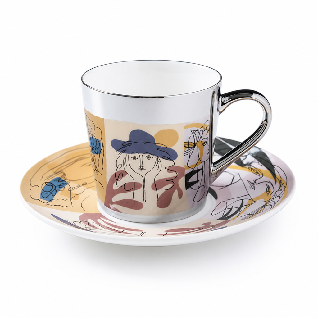 Cup & Saucer Set Anamorphic Mirror Glaze Porcelain 250ml