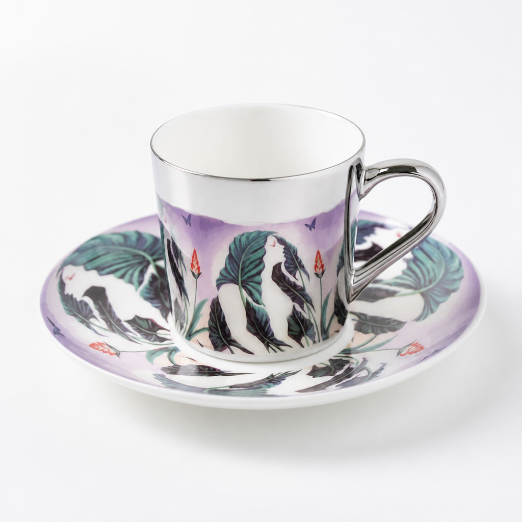 Cup & Saucer Set Anamorphic Mirror Glaze Porcelain 250ml