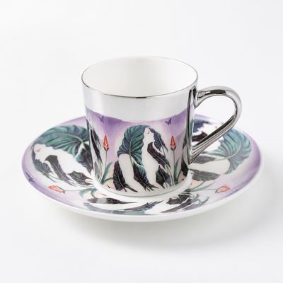 Cup & Saucer Set Anamorphic Mirror Glaze Porcelain 250ml