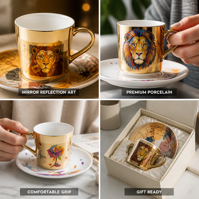 Cup & Saucer Set Anamorphic Mirror Glaze Porcelain 250ml